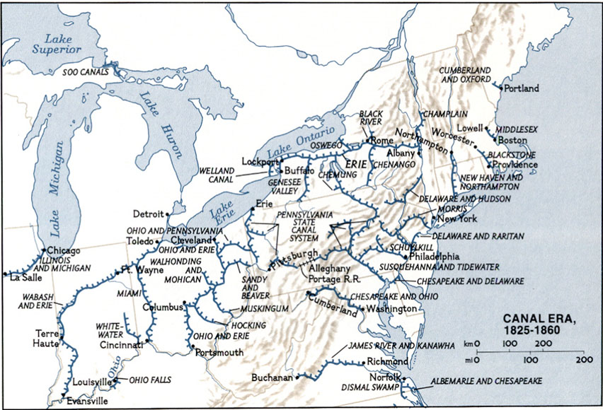 What are some cities on a map of the east coast of the USA?