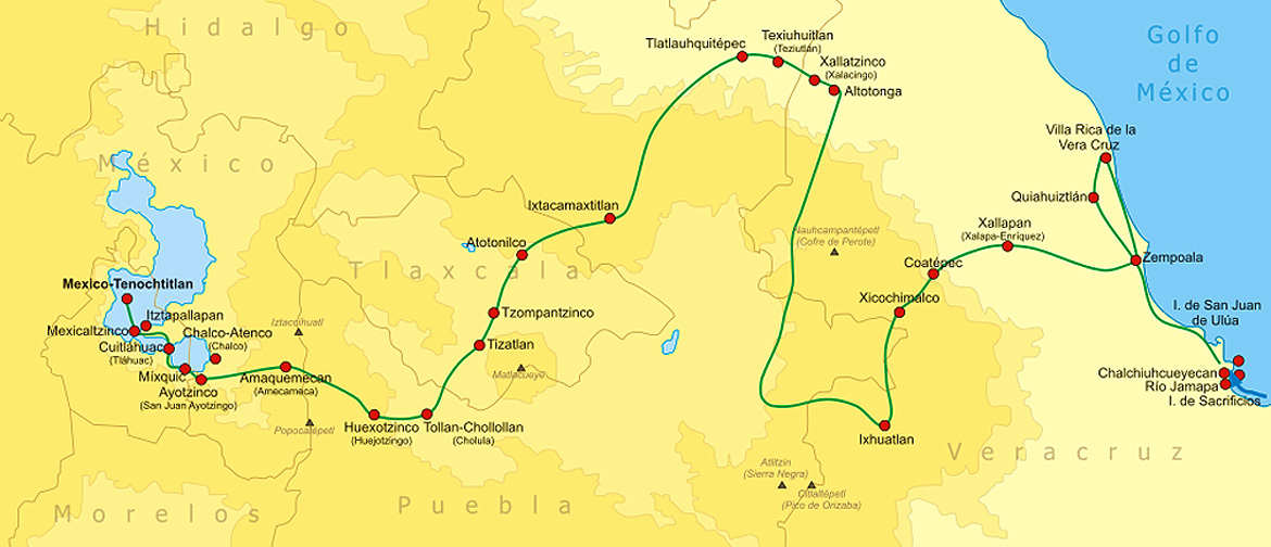 Hernando Cortes Map Route