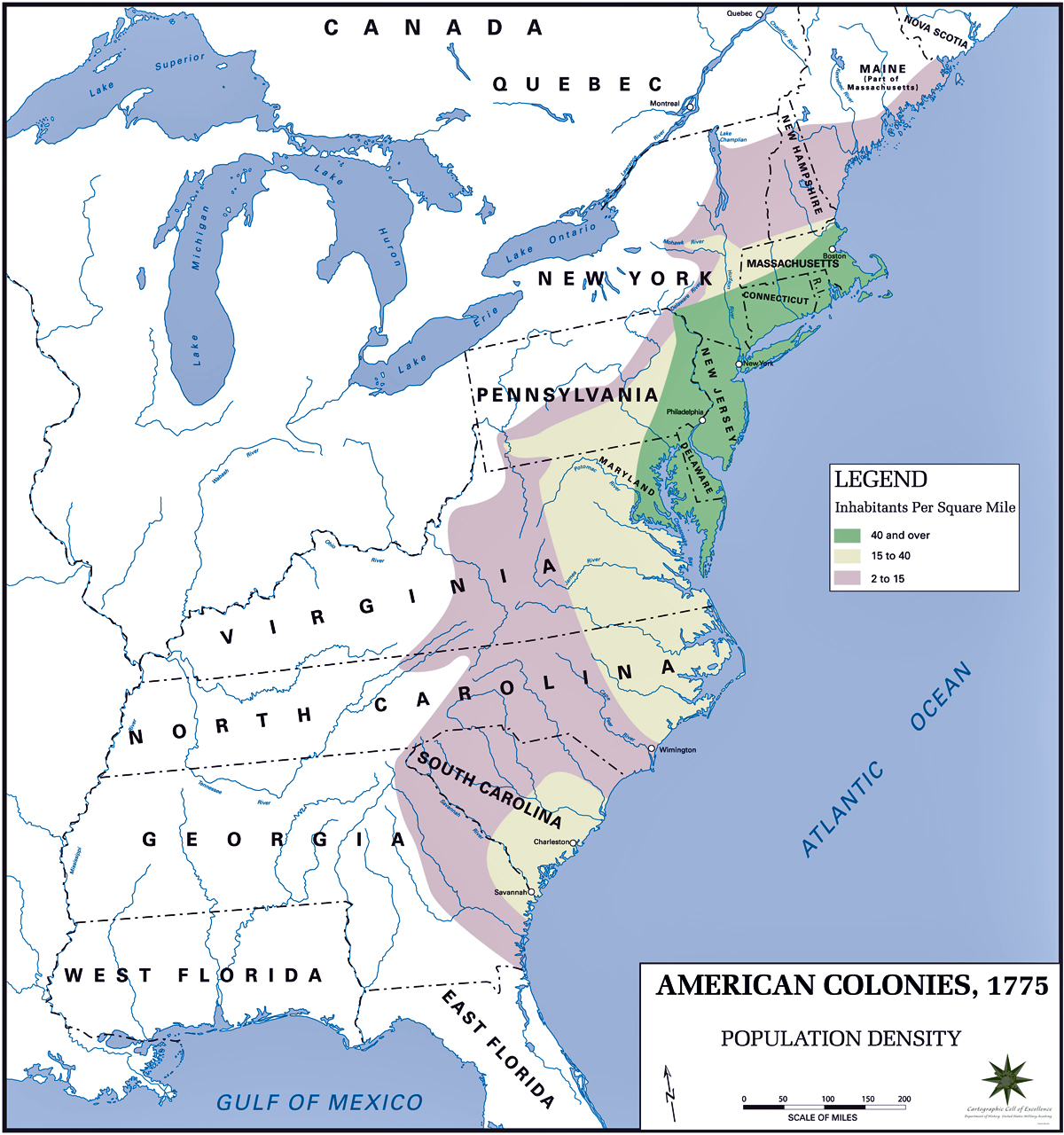 Early Colonial Map Of America - United States Map